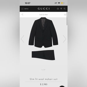 Gucci Black Mens- wool mohair suit